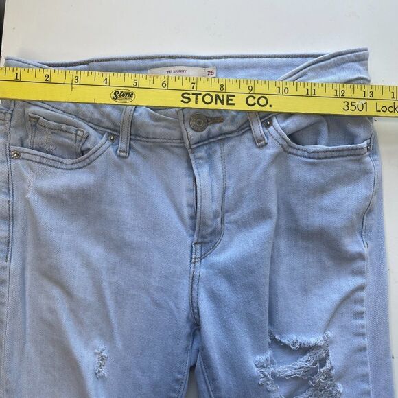 Levi’s 711 Skinny Light Wash Jeans, Size 26 - Picture 4 of 12